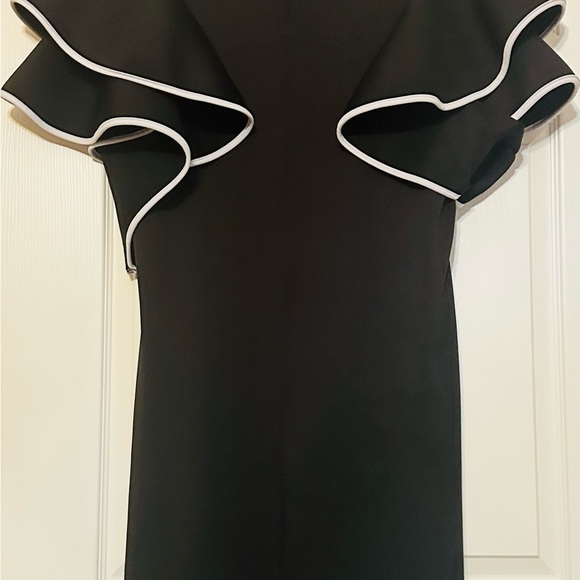 Sheike Black Midi Dress with White Accents - Picture 1 of 2